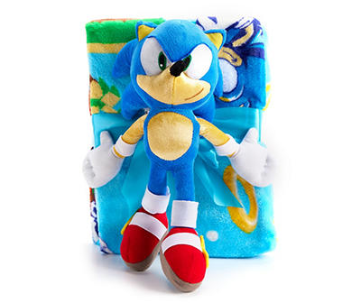 Blue Sonic Throw & Hugger Pillow, (46