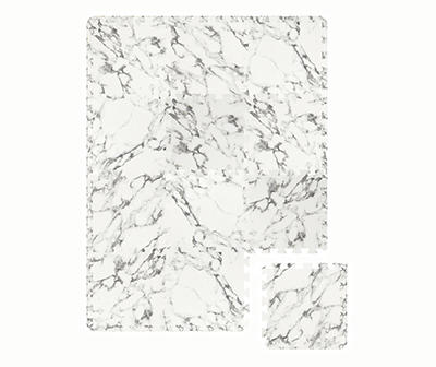 White & Black Marbled Interlocking Floor Tiles, 12-Pack