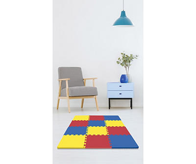 Primary Color Solid Interlocking Floor Tiles, 12-Pack