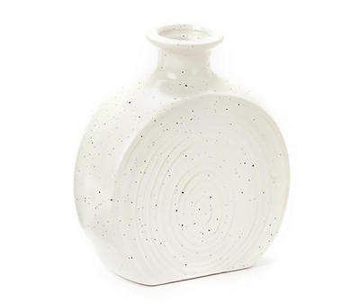 White Speckle Round Ceramic Vase