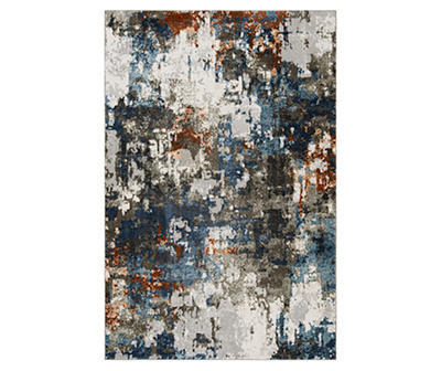 Blue & Brown Abstract Area Rug & Runner Set