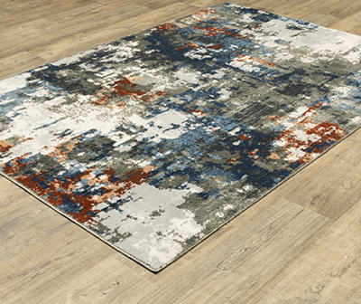 Blue & Brown Abstract Area Rug & Runner Set