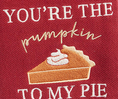 Autumn Air "Pumpkin to My Pie" Red & White 2-Piece Kitchen Towel Set