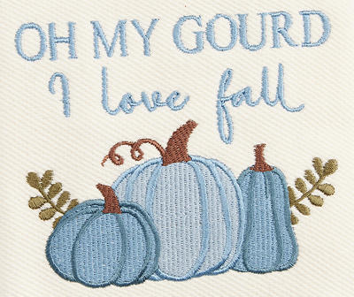Harvest Meadow "Oh My Gourd" White Embroidered 2-Piece Kitchen Towel Set