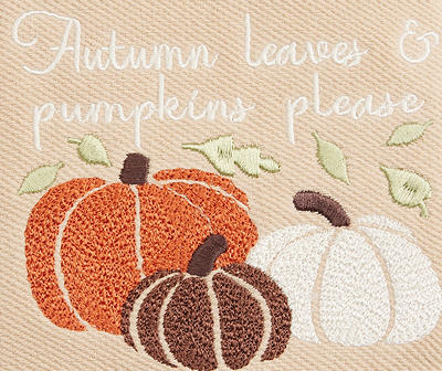 Harvest Meadow "Autumn Leaves" Tan Embroidered 2-Piece Kitchen Towel Set