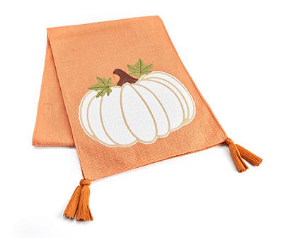 Harvest Meadow Orange Pumpkin Fabric Table Runner