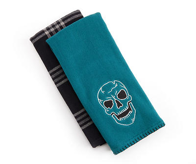 Dark Enchantment Green & Black Skull 2-Piece Kitchen Towel Set