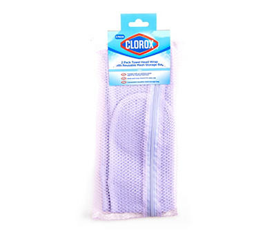 Purple Fabric Headbands & Mesh Storage Bag, 2-Pack