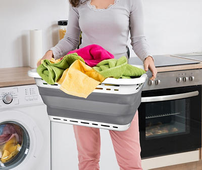 Gray Collapsible Laundry Basket