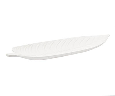 17.7" White Leaf Shape Decorative Tray