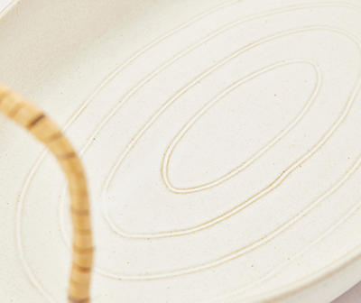 13.5" Artisan Ceramic Decorative Tray with Braided Handles