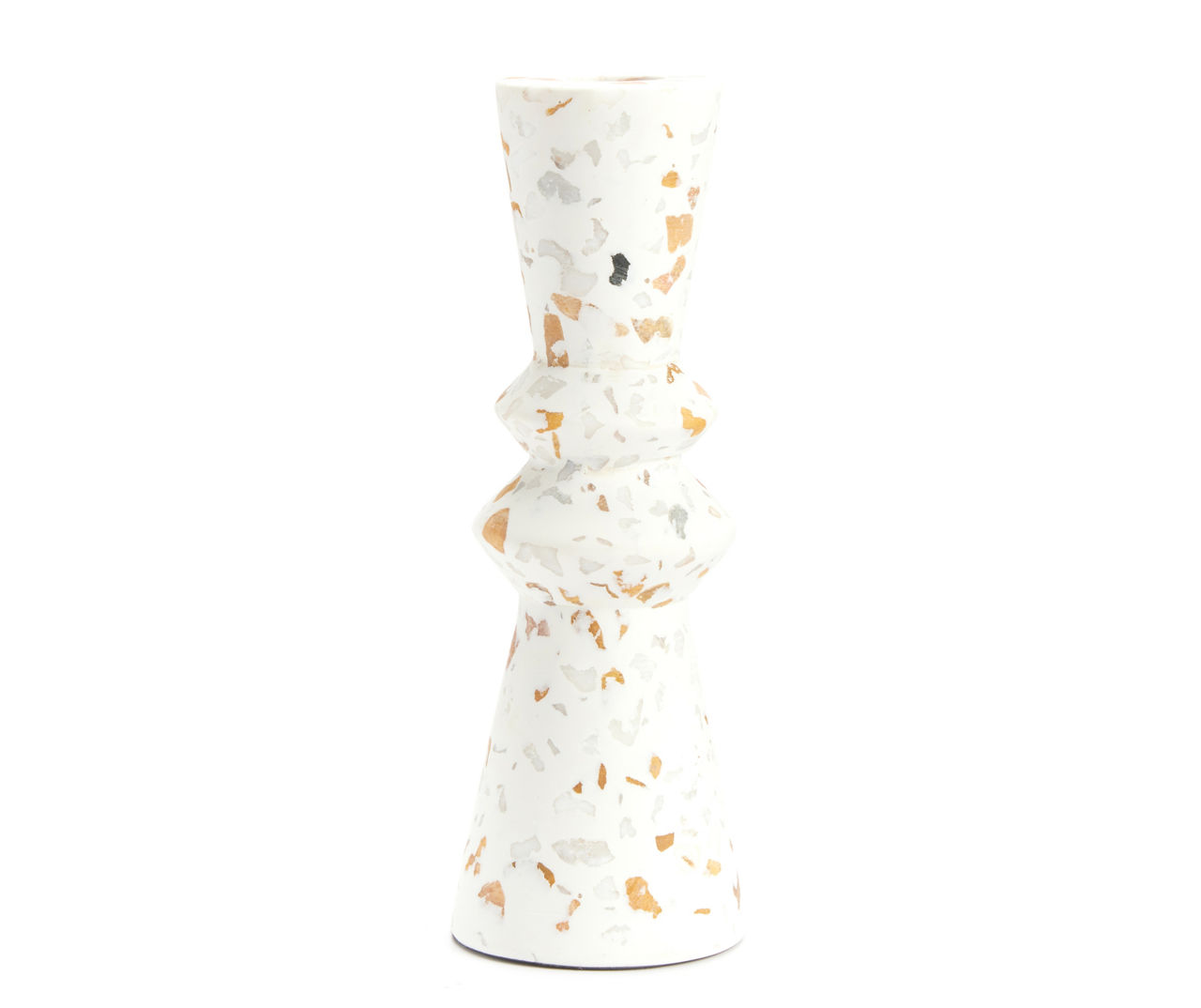 White Terrazzo Taper Candle Holder, (6.8")