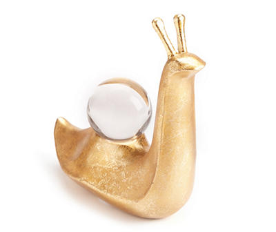 Gold Snail & Glass Ball Tabletop Decor