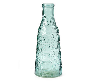 Green Square-Embossed Glass Vase