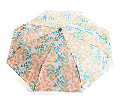 White & Multi-Color Floral Umbrella