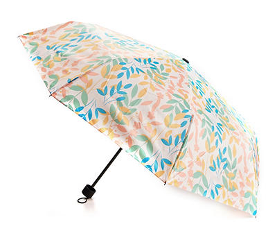 White & Multi-Color Floral Umbrella