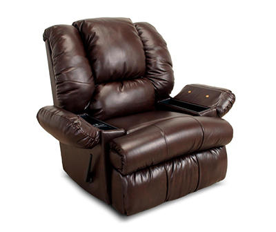 Chocolate Faux Leather Recliner with Massager