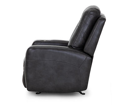 Slate Faux Leather Power Recliner with USB Charging