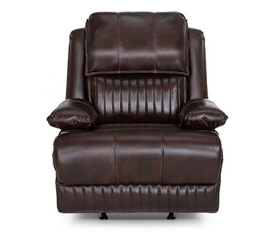 Brown Faux Leather Power Recliner with Massager