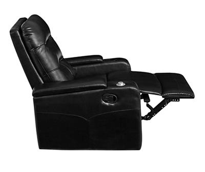 Relax-A-Lounger Lilac Black Faux Leather Recliner with USB Charging