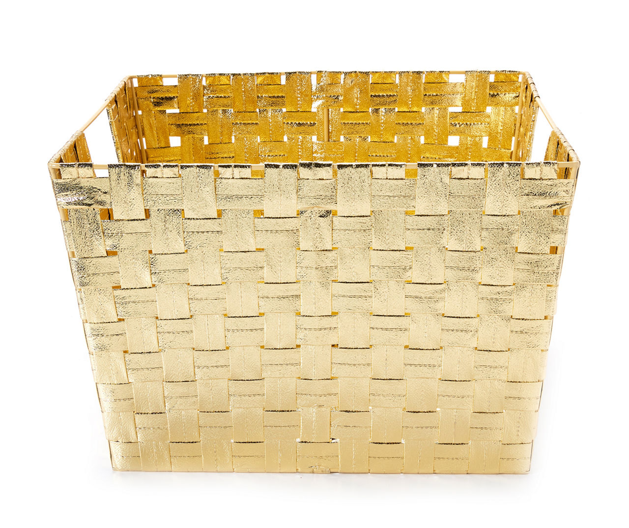 Gold Large Metallic Woven Storage Bin