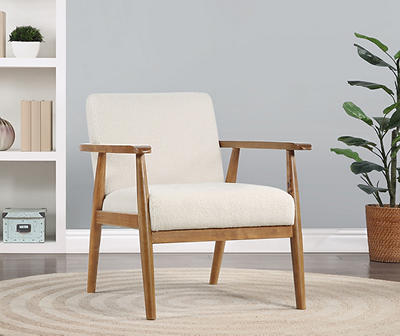 Cream Boucle & Wood Accent Chair