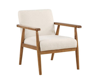 Cream Boucle & Wood Accent Chair