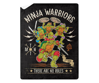 Teenage Mutant Ninja Turtles "Ninja Warriors" Black Sherpa Throw, (46" x 60")