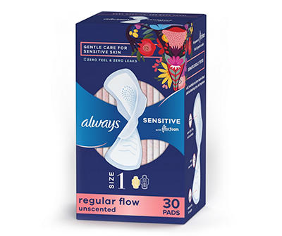 Always Sensitive FlexFoam Pads, Size 1 Regular Absorbency, Unscented, 30 ct