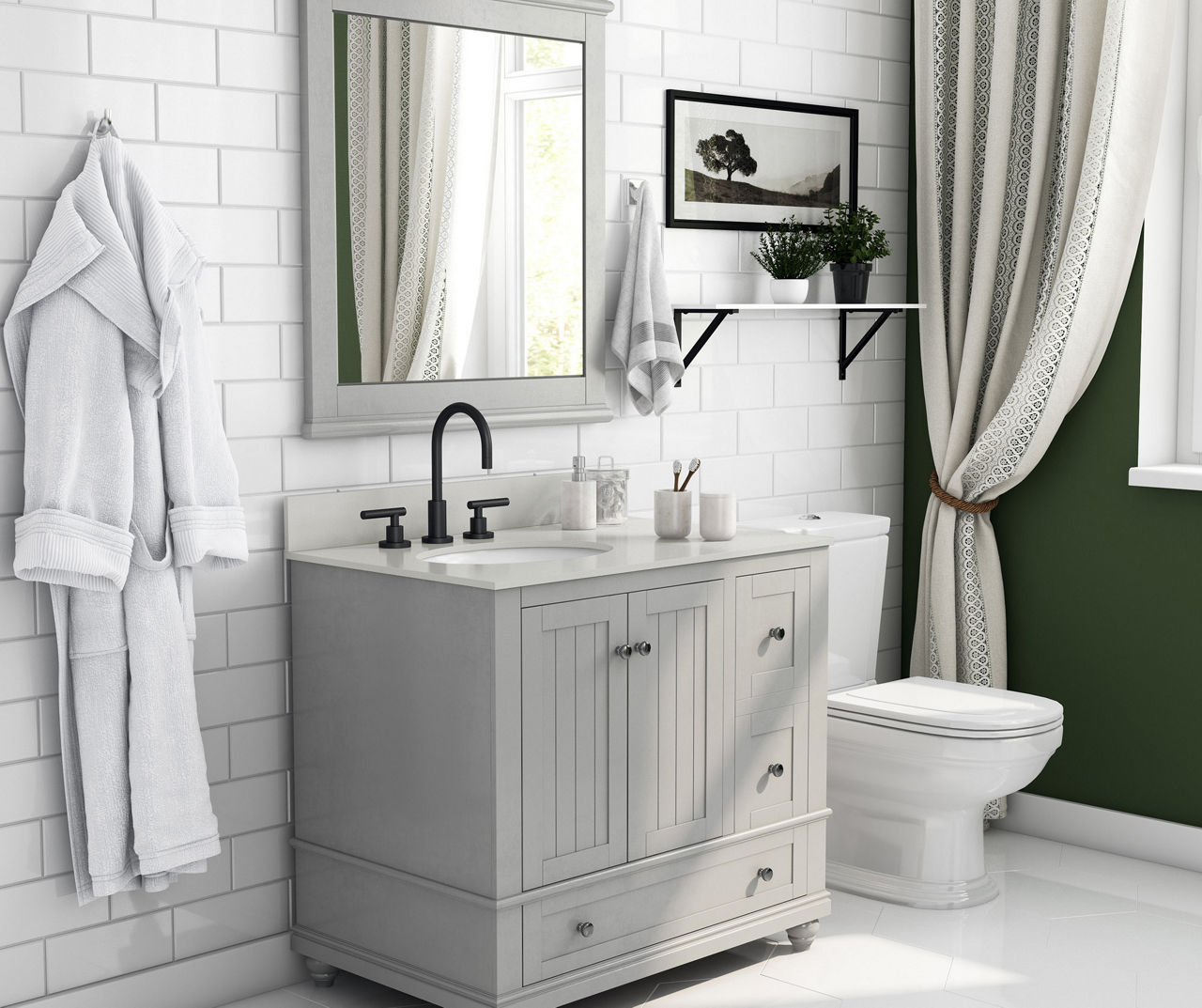 Atwater Living Jazmyn Gray Bathroom Vanity with White Sink