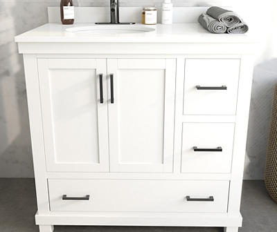 Atwater Living Mills White Bathroom Vanity with Sink