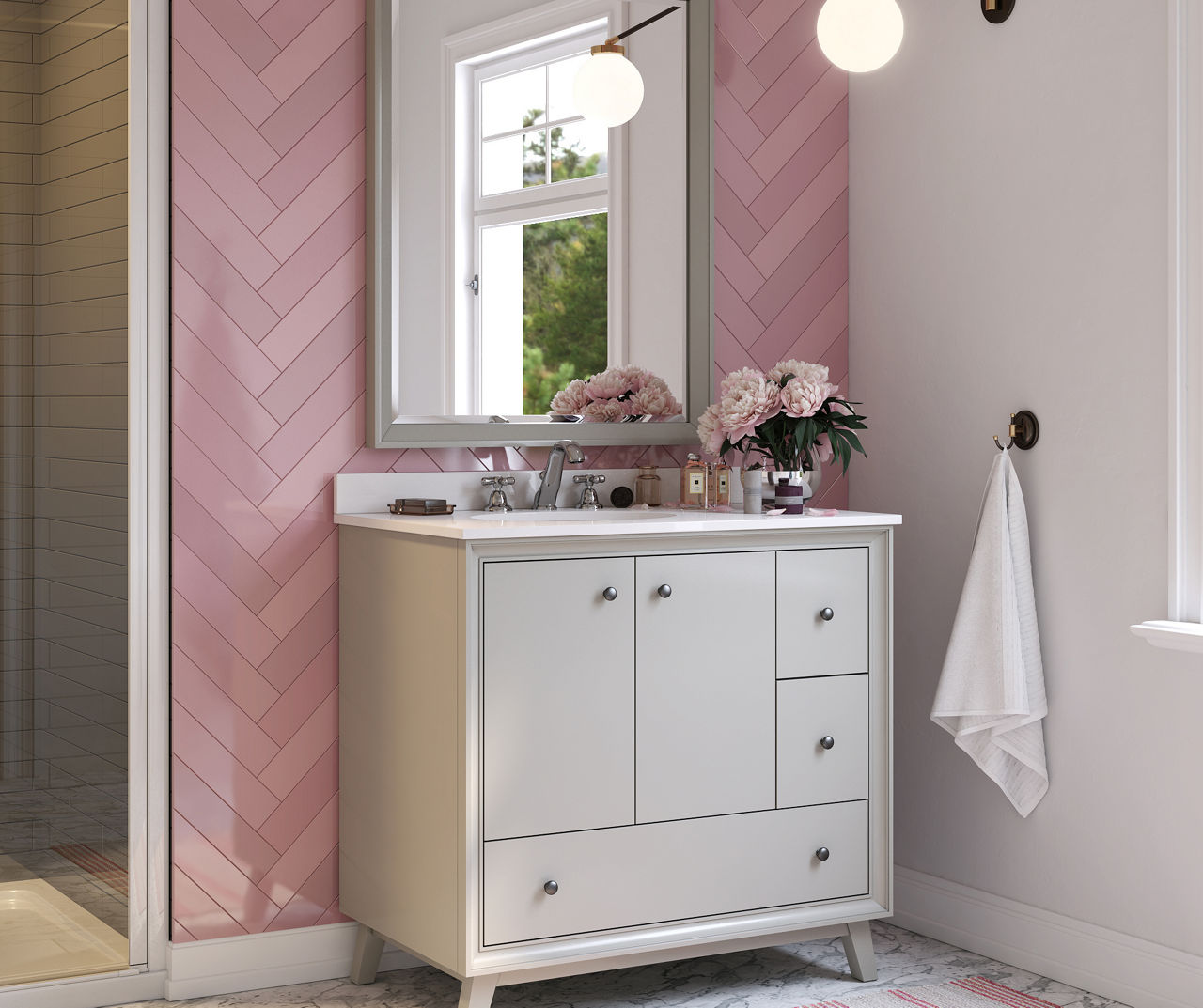 Atwater Living Delias Gray Bathroom Vanity with White Sink