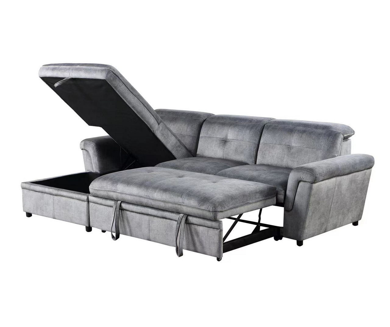 Gray Right Arm Facing Loveseat with Pull Out Sleeper Piece