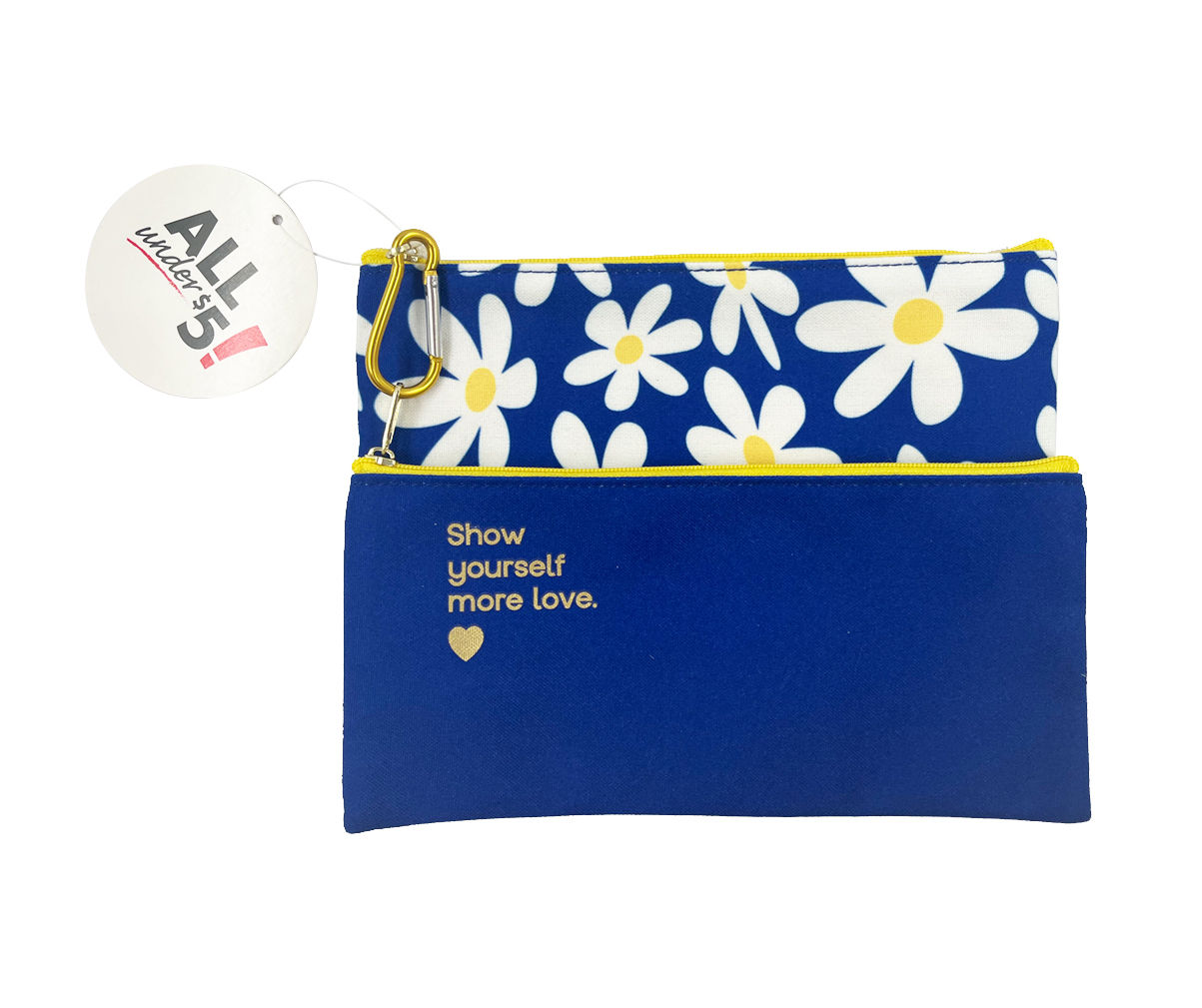 "Show Yourself More Love" Blue & Daisy Pencil Pouch Set