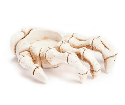 White Palm Down Skeleton Hand Votive Holder