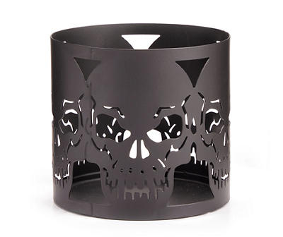 Black Cutout Skull Metal Candle Sleeve