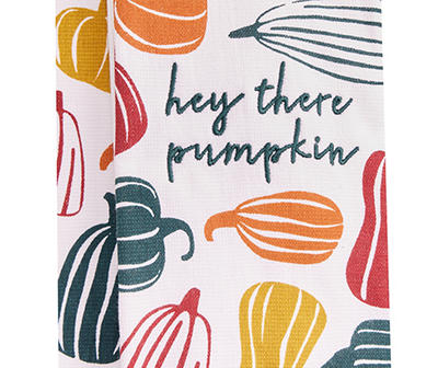 Autumn Air "Hey There Pumpkin" Orange & Green 2-Piece Kitchen Towel Set