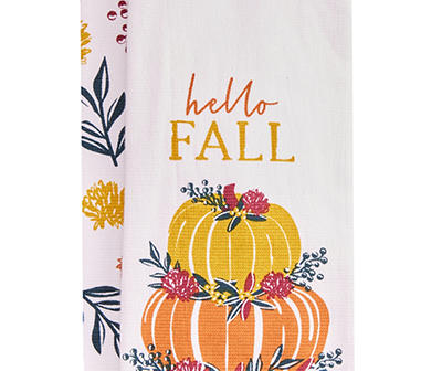 Autumn Air "Hello Fall" Orange Pumpkin 2-Piece Kitchen Towel Set