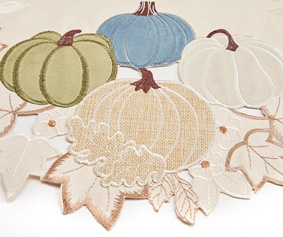 Harvest Meadow Ivory Pumpkin Patch Cutout Round Fabric Placemat