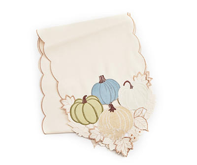 Harvest Meadow Ivory Pumpkin Patch Cutout Fabric Table Runner