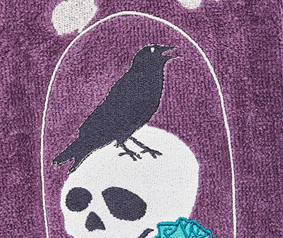 Plum Perfect Crow & Skull Embroidered Hand Towel