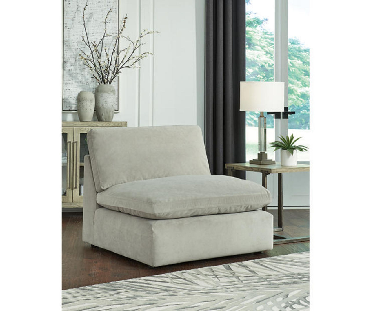 Gray best sale armless chair