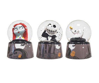 Nightmare Before Christmas Gray 3-Piece Snow Globe Set