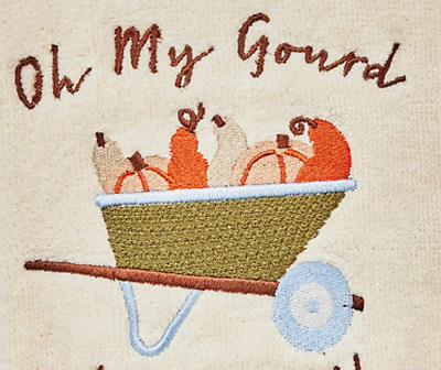 "Oh My Gourd" Sugar Swizzle Wheelbarrow Embroidered Hand Towel