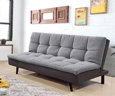 Light Gray Tufted Convertible Sleeper Sofa