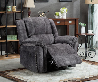 Gray Power Recliner with USB Charging