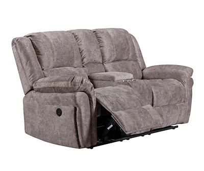 Brown Power Reclining Loveseat with USB Charging