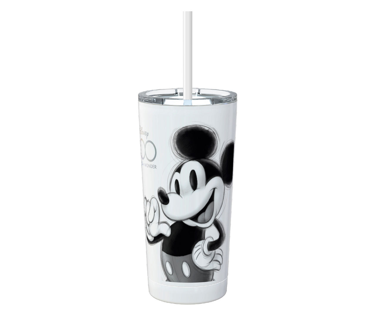 Disney Latah White & Black Mickey Mouse Travel Tumbler, 19.5 oz