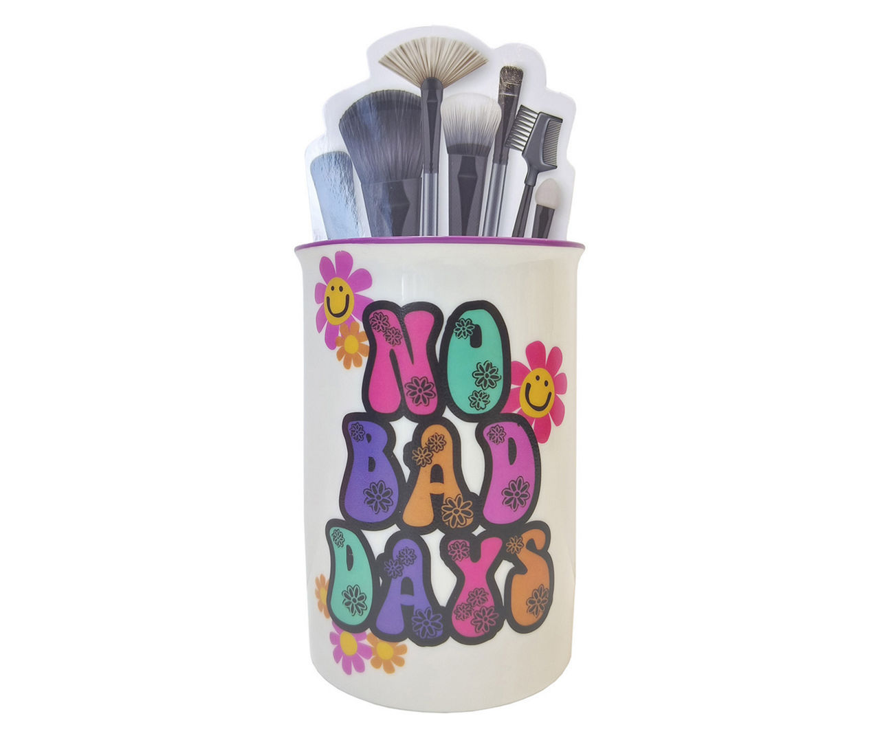 "No Bad Days" Ceramic Makeup Brush Holder
