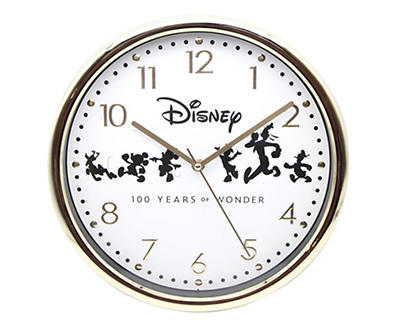 Disney 100 White & Gold Marching Figures Wall Clock